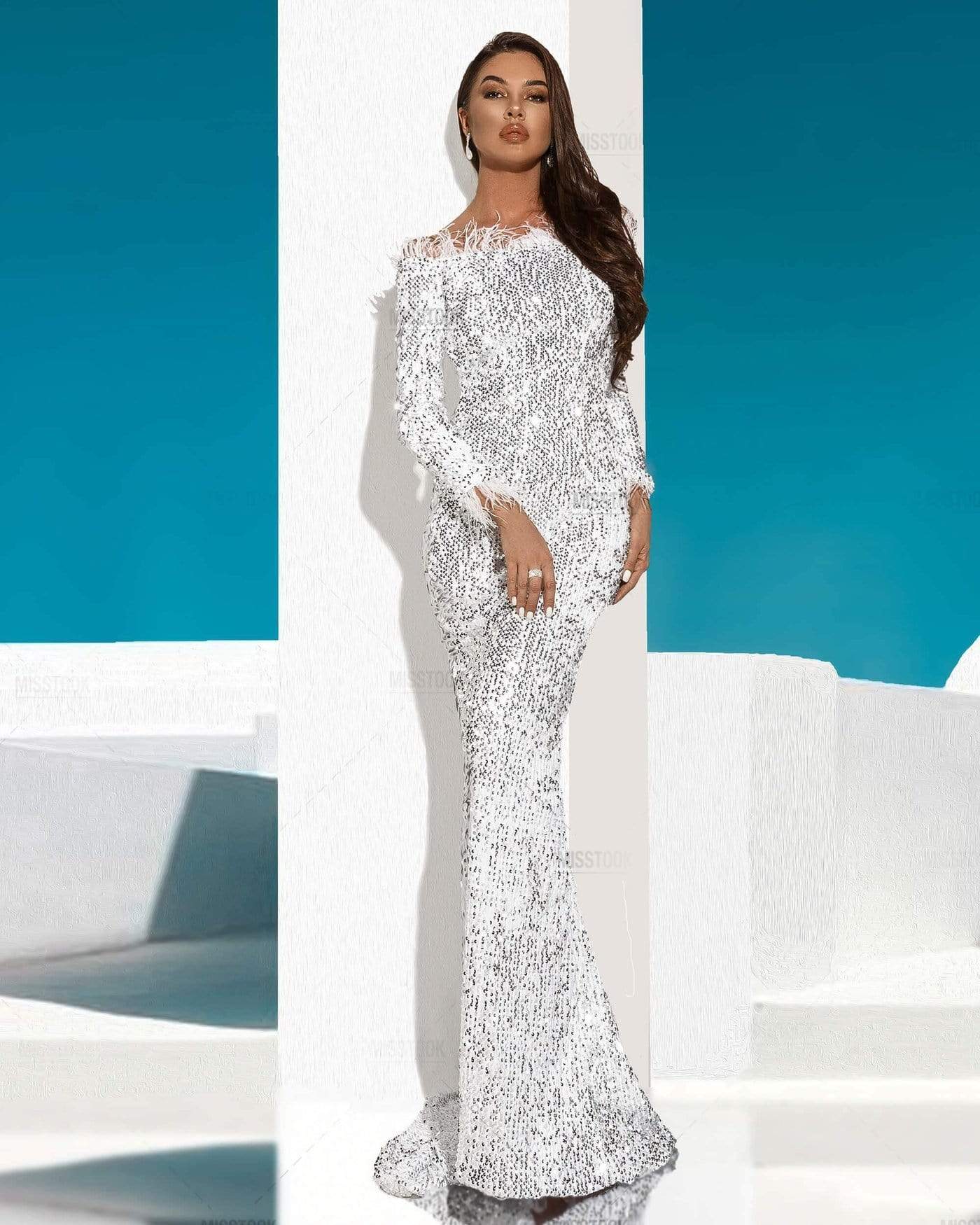 Phemie Silver Long Sleeve Sequin Dress Silver / S Dress