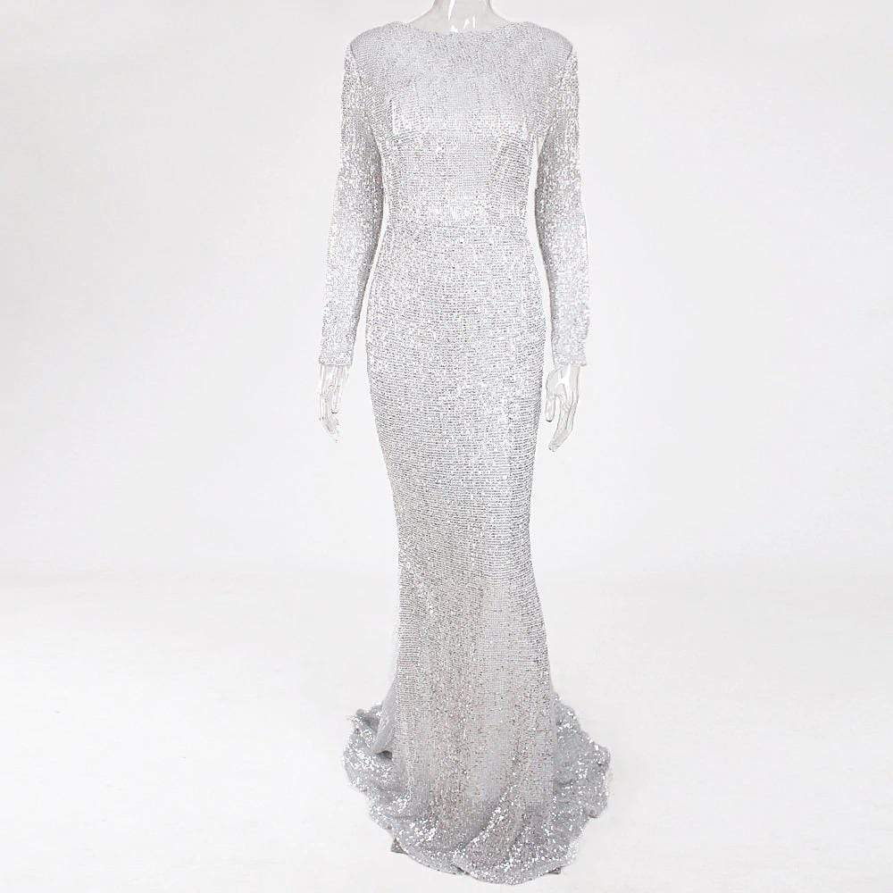 Elva Sequin Maxi Dress Silver / XS Dress