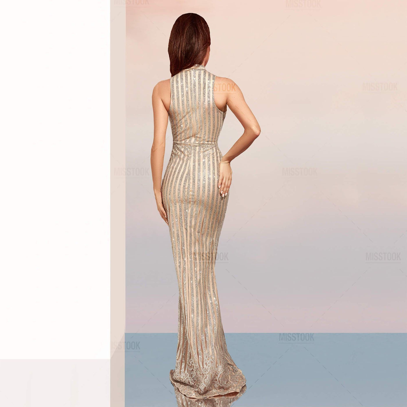 Leisha Silver Beige Sequin Dress Silver / XS Dress