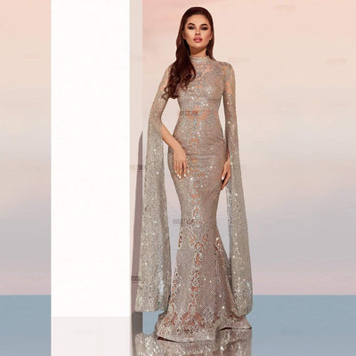 Safiya Silver Glitter Maxi Dress Silver / XS Dress