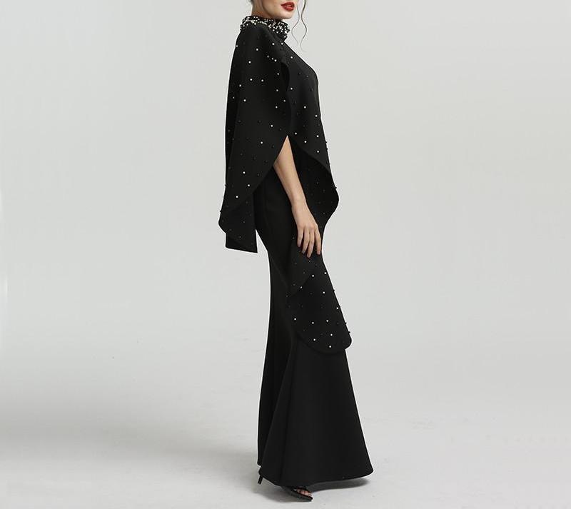 Misstook Label High Neck Pearls Black Dress Dress