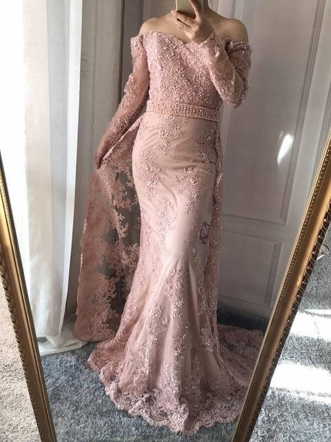 Misstook Label Embroidery Mermaid Train Navy Dress pink / 2 Dress
