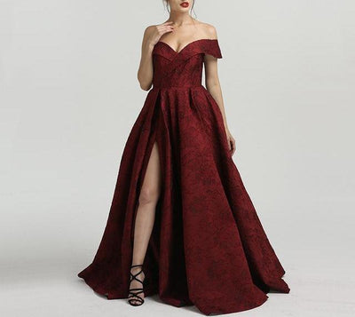Misstook Label One Shoulder Evening Dress wine red / 10 Dress