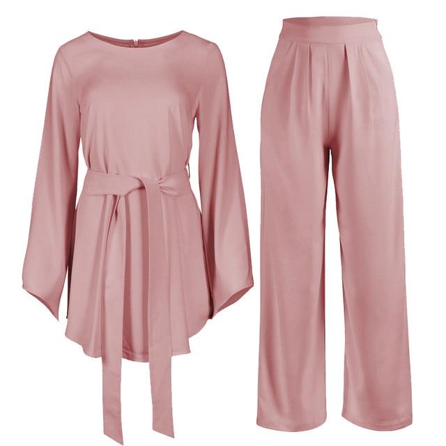 Layan Belted Beige Set Pink set / XXL Set